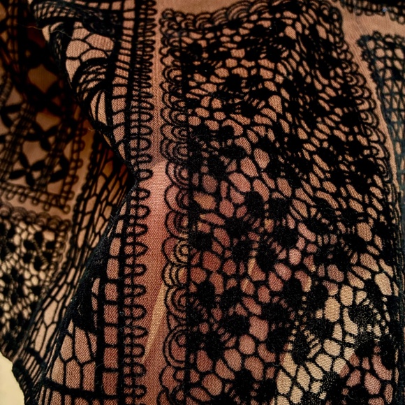 Chocolate & Black Velvet Burnout Semi Sheer Top - Picture 3 of 5